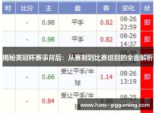 揭秘美冠杯赛事背后:从赛制到比赛级别的全面解析 揭秘美冠杯赛事背后:从赛制到比赛级别的全面解析