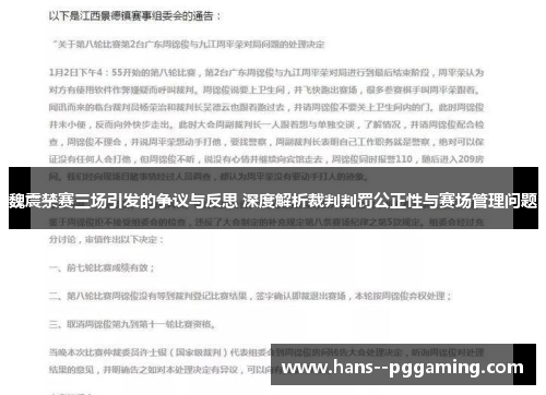 魏震禁赛三场引发的争议与反思 深度解析裁判判罚公正性与赛场管理问题